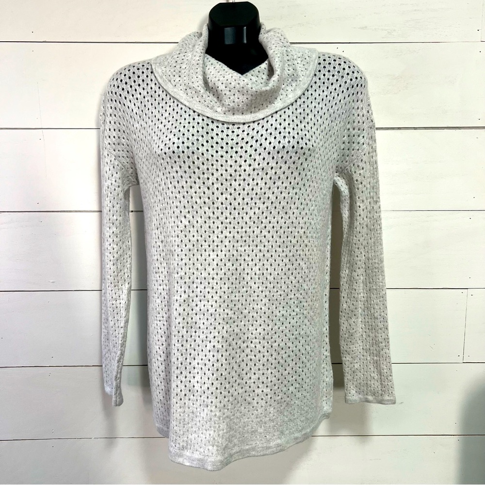 Cyrus Sweater Womens Medium Nylon Blend Cowl Neck Pullover Long Sleeve Greige